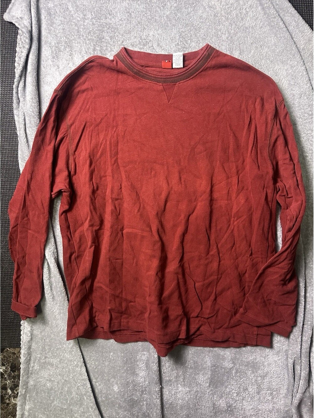 Y2K Volcom XXL Long Sleeve Shirt Red Faded Skate Grunge Skateboard 2000s